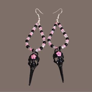Black Plague Doctor Bird Mask Halloween Goth Earrings